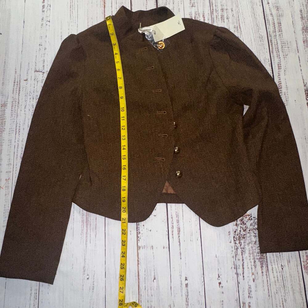RIHOAS Retro Single-breasted Steampunk Brown Tweed Jacket with Ball Buttons - Picture 4 of 7